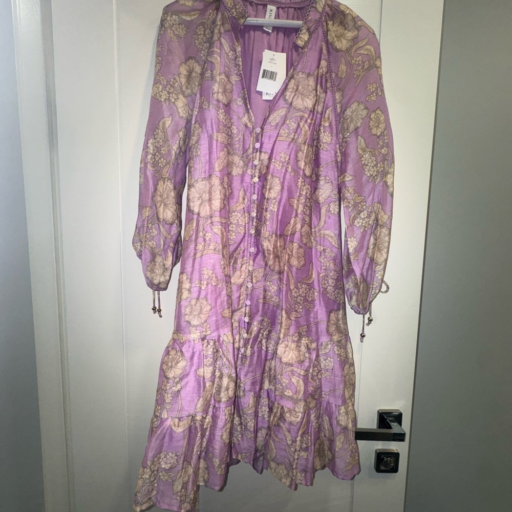Kivari Purple Long Sleeve Sundress with Bishop Sleeves